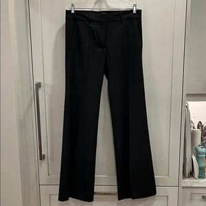 Nili Lotan Black Wide-Leg Mid Rise 100% fine Trousers- front and back pockets